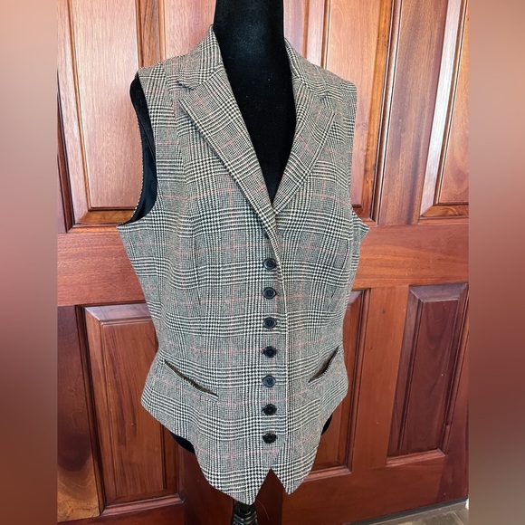Lauren Ralph Lauren Jackets & Blazers - Lauren Ralph Lauren Sz 14 Glen Plaid Herringbone Wool Angora Vest Waistcoat